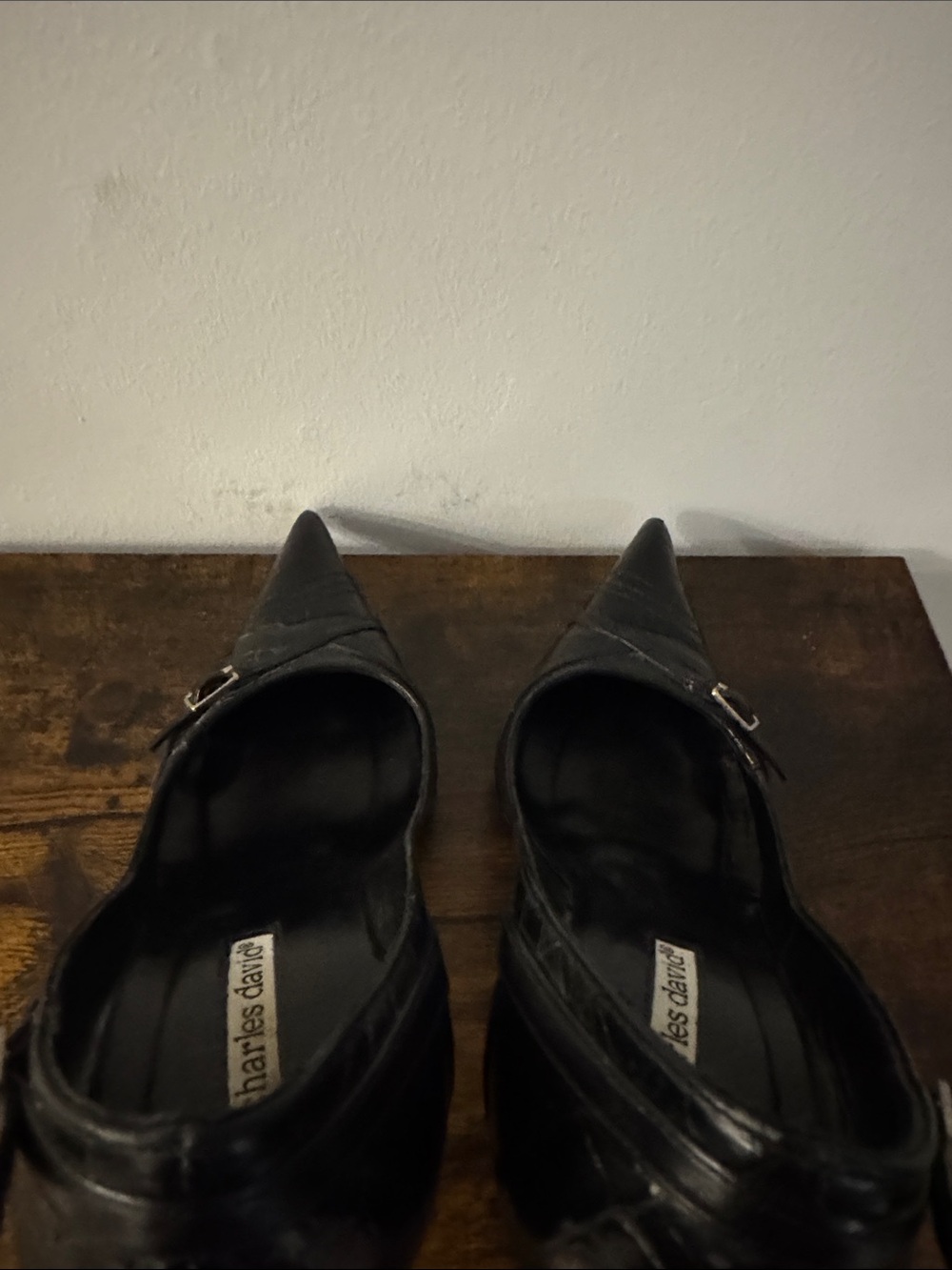 Charles David Black Pointed Leather Buckle Pumps - Picture 6 of 11